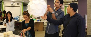 Image of high school students creating a lamp shade as part of the UTS U@Uni Summer Sch...