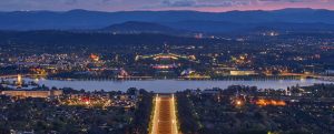 Photograph of Canberra at night time