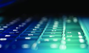 Closeup of a backlit keyboard
